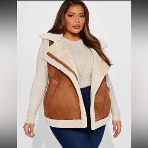 Brown Shearling Vest faux fur